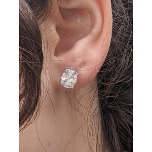 2 Carat DEW Oval Cut Moissanite Stud Earrings Sterling Silver (Certified)
